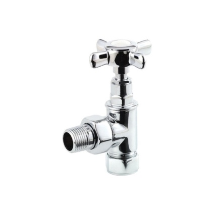 Product Cut out image of the Elwick Chrome Angled Crosshead Radiator Valve